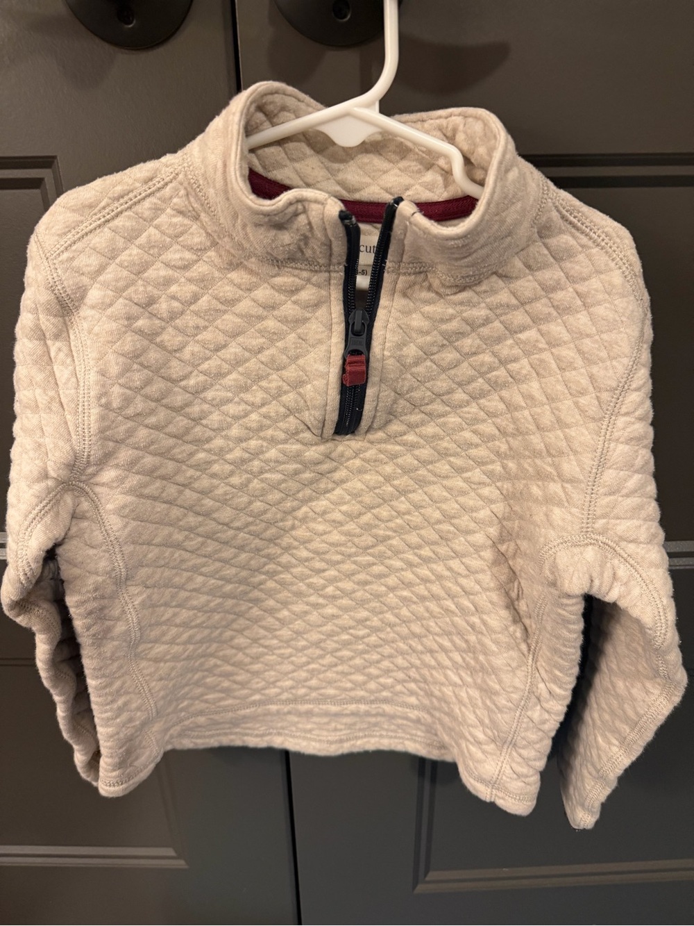 Boy’s Crewcut Quilted Half-Zip Pullover Sweater - Cream